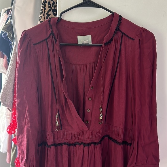 Anthropologie red long sleeve dress - Picture 3 of 6
